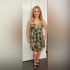 Muse Strapless Dress - Black, Gold, Cream